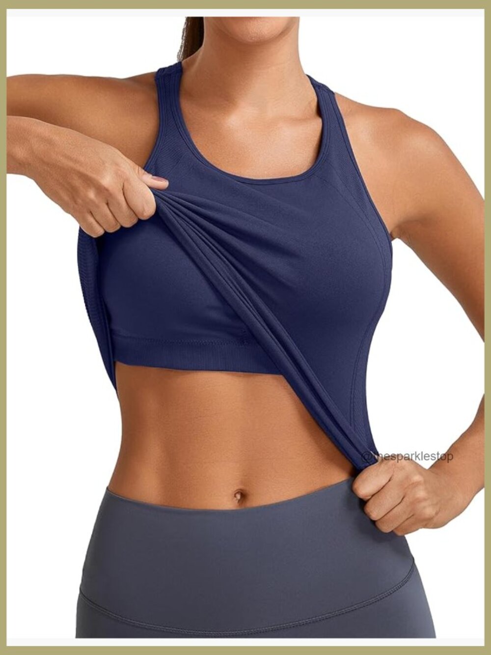 Seamless Racerback Tank Top with Built in Bra for Women